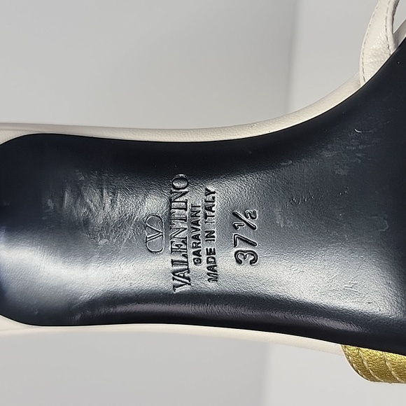 VALENTINO GARAVANI FOLIAGE SLIDE SANDAL GOLD/WHITE SZ 37 1/2EU 7.5US AUTHENTIC - Picture 16 of 16
